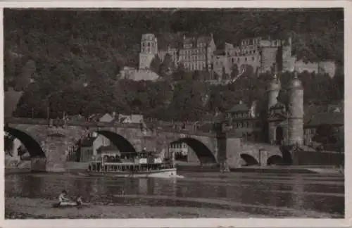 Heidelberg - Alte Neckarbrücke und Schloß - 1953