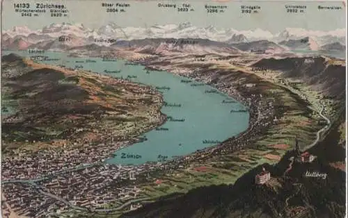 Schweiz - Schweiz - Zürichsee - Übersichtskarte - 1909