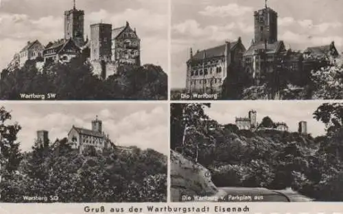 Eisenach - Wartburg SW, Wartburg SO, Wartburg, Wartburg v. Parkplatz aus - 1958