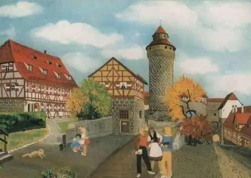 Nürnberg - Burghof mit Sinwellturm - ca. 1980