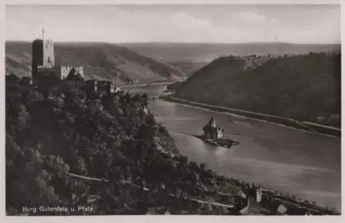 Kaub, Burg Gutenfels - mit Pfalz - ca. 1955