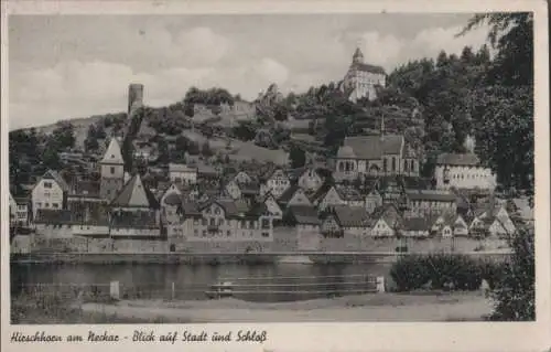 Hirschhorn - Blick auf Stadt und Schloß - ca. 1955