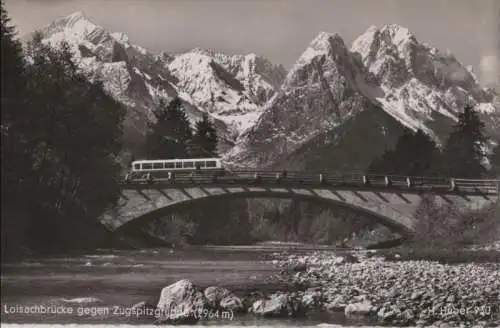 Loisach - Loisachbrücke gegen Zugspitzgruppe - 1961