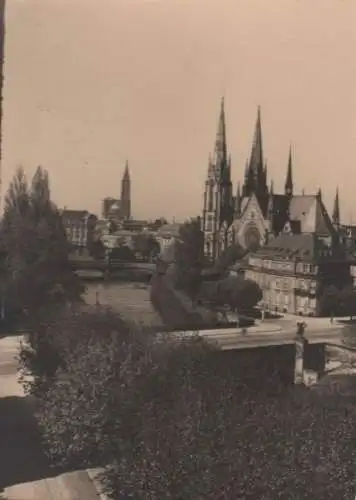 Straßburg - St. Pauluskirche mit Blick zum Münster - ca. 1940