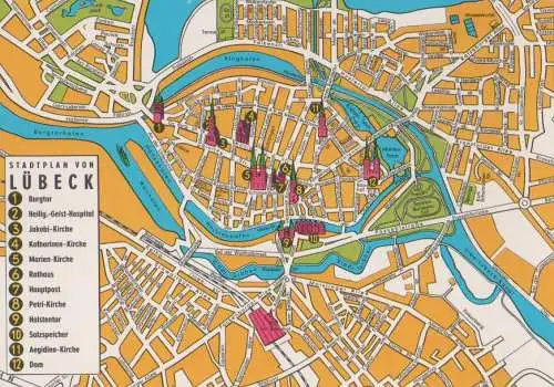 Lübeck - Straßenplan - ca. 1980