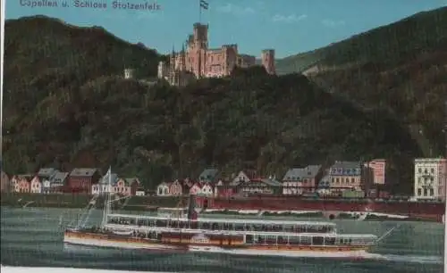 Koblenz, Schloß Stolzenfels - Capellen, mit Schiff Lohengrin - ca. 1915