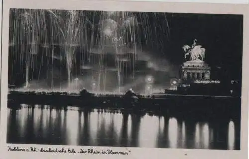 Koblenz - Deutsches Eck, Rhein in Flammen - ca. 1940