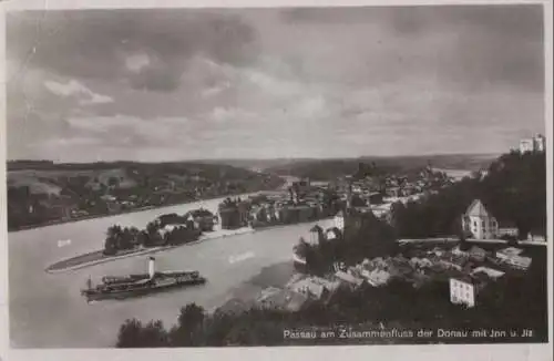 Passau - Zusammenfluß Donau, Inn und Ilz - 1949