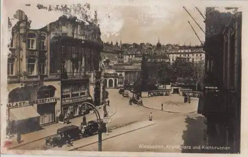 Wiesbaden - Kranzplatz und Kochbrunnen - ca. 1950