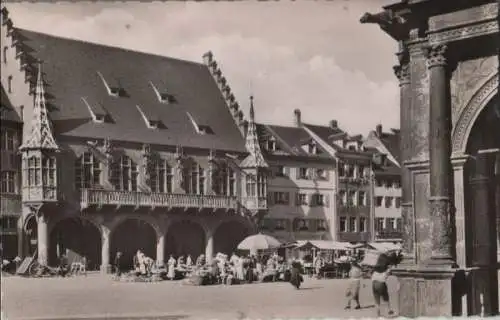 Freiburg - Münsterplatz mit histor. Kaufhaus - 1957