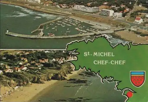 Frankreich - Frankreich - Saint-Michel-Chef-Chef - Le port et la plage - 1986