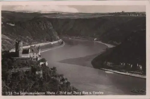 Burg Katz, St. Goarshausen - mit Loreley - ca. 1950