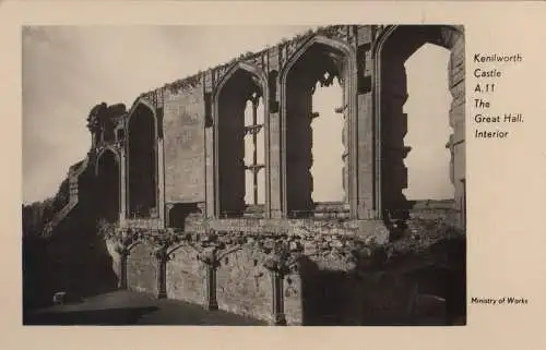 Großbritannien - Großbritannien - Kenilworth Castle - The Grat Hall, Interior - ca. 1950