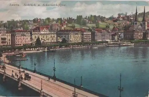 Schweiz - Schweiz - Luzern - Seebrücke und Schweizerhofquai - ca. 1925