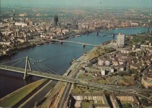 Köln - Rheinblick mit Dom und Severinsbrücke - 1985