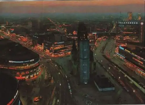 Berlin-Charlottenburg, Gedächtniskirche - bei Nacht - ca. 1975