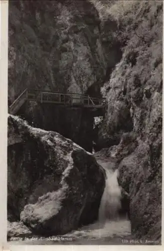 Almbachklamm - Brücke, Wasserfall