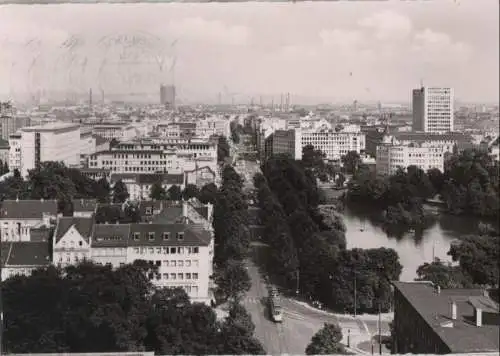 Düsseldorf - Blick auf Graf Adolf Platz und Schwanenspiegel - 1962