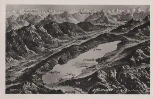 Österreich - Österreich - Millstätter See - aus der Vogelschau - ca. 1955