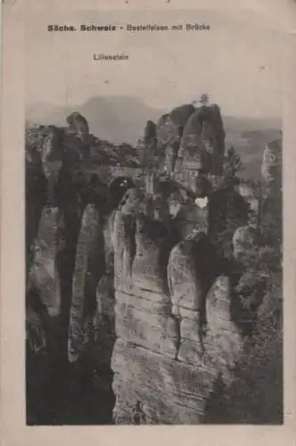 Sachsen bei Ansbach - Basteifelsen mit Brücke, Lilienstein - ca. 1940