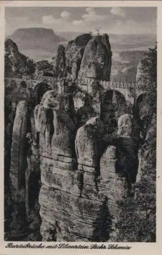 Sächsische Schweiz - Basteibrücke mit Lilienstein - 1954