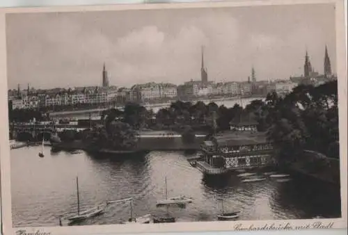 Hamburg - Landungsbrücke mit Stadt - ca. 1955