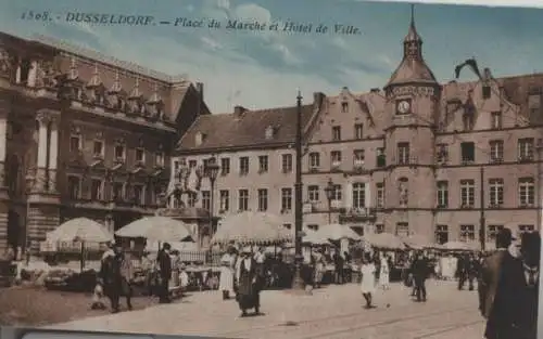 Düsseldorf - Marktplatz und Hotel - ca. 1925