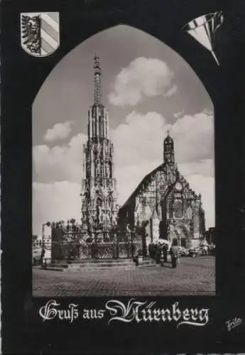 Nürnberg - Schöner Brunnen und Frauenkirche - 1959