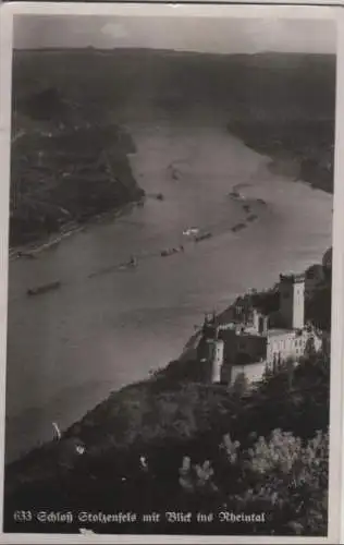 Koblenz, Schloß Stolzenfels - Blick ins Rheintal - ca. 1955