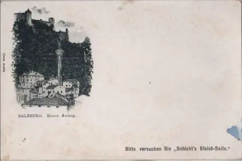 Österreich - Österreich - Salzburg - Elektrischer Aufzug - mit Werbung für Sparseife - ca. 1910