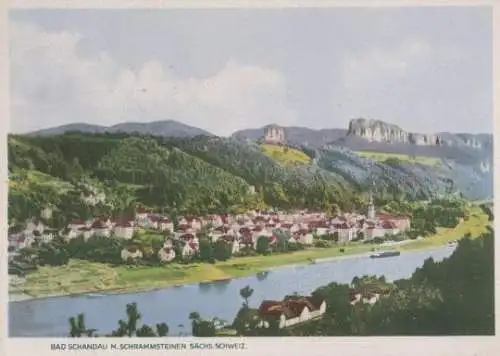 Bad Schandau mit Schrammsteinen - ca. 1935