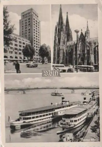 Köln - Hochhaus, Dom, Deutzer Brücke - 1958