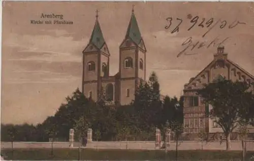 Koblenz-Arenberg - Kirche mit Pfarrhaus - 1920