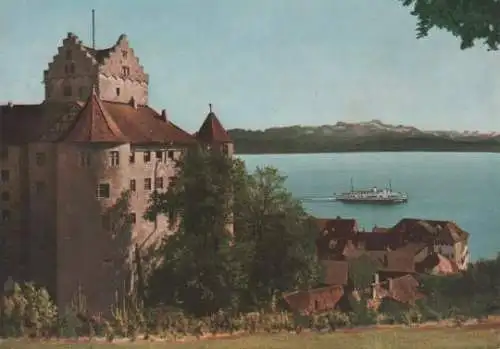 Meersburg - Altes Schloß, Unterstadt, Schweizer Berge mit Altmann und Säntis - ca. 1970