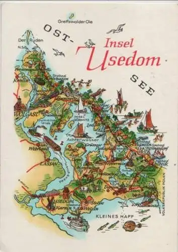 Usedom - Übersichtskarte - ca. 1985