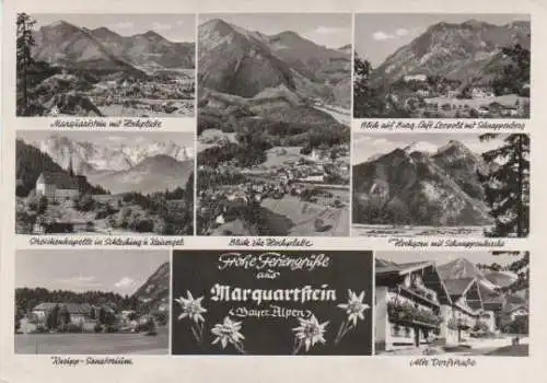 Marquartstein - Marquartstein mit Hochplatte, Streichenkapelle in Schleching und Kaisergeirge, Kneipp-Sanatorium, Blick