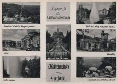 Kassel-Wilhelmshöhe - u.a. Fliegeraufnahme, Schloß und Herkules - ca. 1955