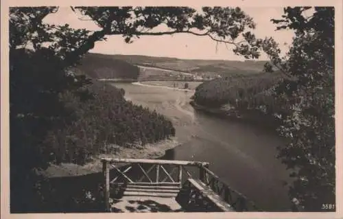 Bleilochtalsperre - am Stausee, Blick von Heinrichstein - 1953