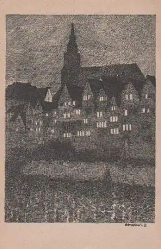 Tübingen - Stiftskirche bei Nacht - ca. 1935