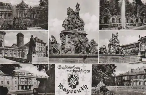 Bayreuth - Eremitage, Schloßhof Eingang, Markgr. Opernhaus, Untere Grotte, Barock-Brunnen, Neues Schloß v. Hofgarten -