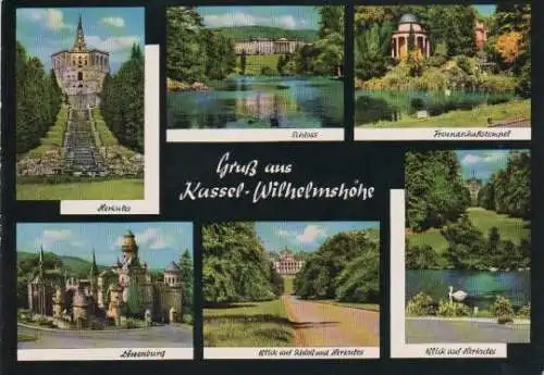 Kassel - Herkules, Schloss, Freundschaftstempel, Löwenburg, Blick auf Schloß und Herkules, Blick auf Herkules - ca.