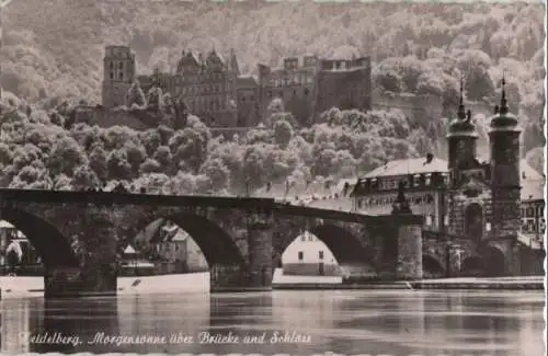 Heidelberg - Morgensonne über Brücke und Schloss - 1962