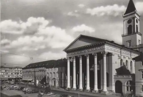 Karlsruhe - Marktplatz mit Stadtkirche - ca. 1955