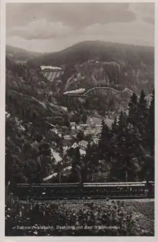 Schwarzwaldhochstraße - Bachjörg mit den 3 Bahnlinien - ca. 1960