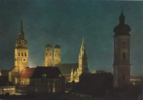 München am Abend - Türme der Stadt - ca. 1975