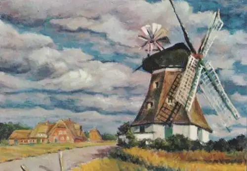 Wyk - Ölgemälde - Mühle Wrixum auf Föhr - ca. 1975