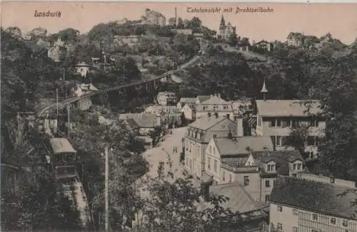 Dresden-Loschwitz - Totalansicht mit Drahtseilbahn - 1928