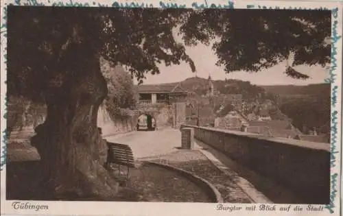 Tübingen - Burgtor mit Blick auf die Stadt - 1929