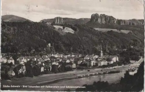 Bad Schandau - mit Falkenstein und Schrammsteinen - ca. 1960