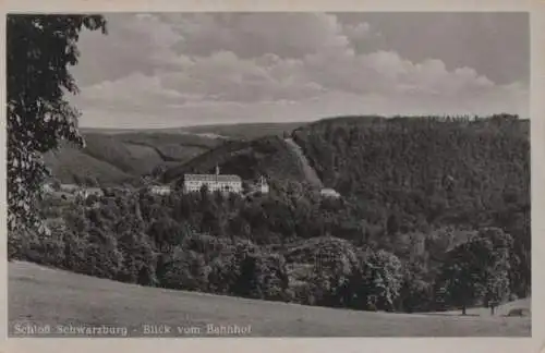 Schwarzburg - Schloß vom Bahnhof gesehen - 1953